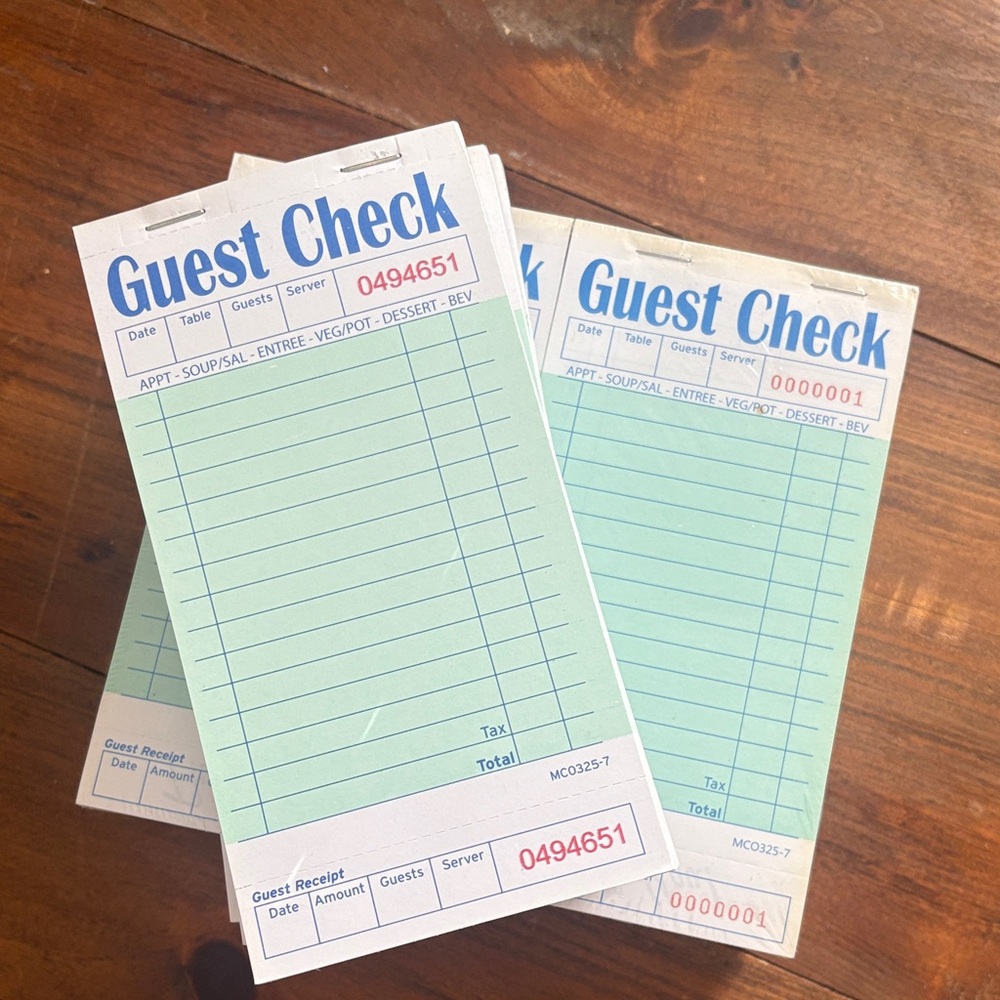 Green Guest Check Pads